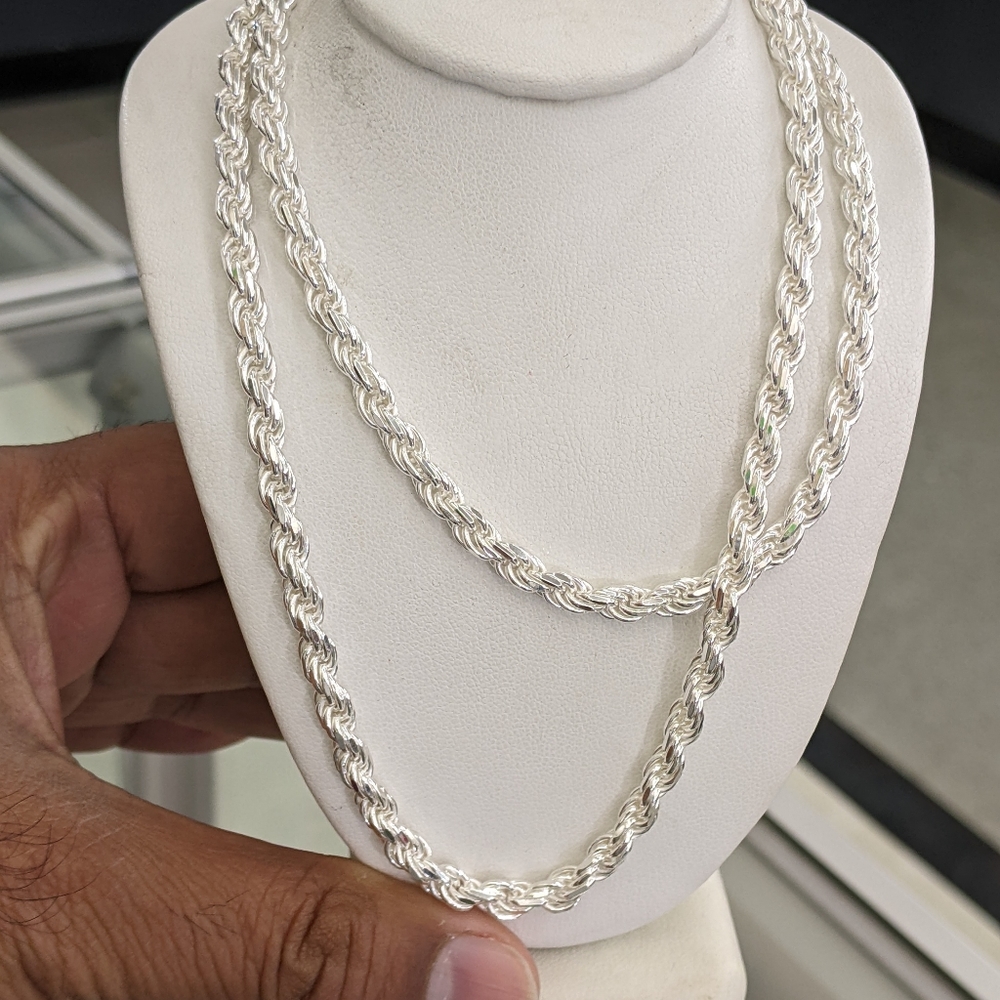 925 Sterling Silver Solid Rope Chain - image 2